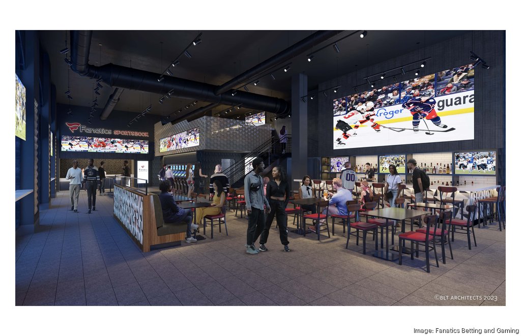 rendering of fanatics space in the Arena District